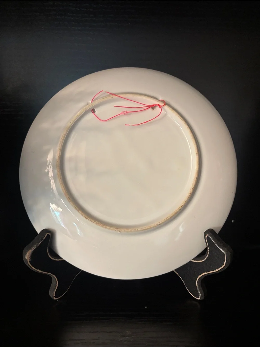 Decorative White Plate with Pink Rose Garland and Religious Last Supper Scene